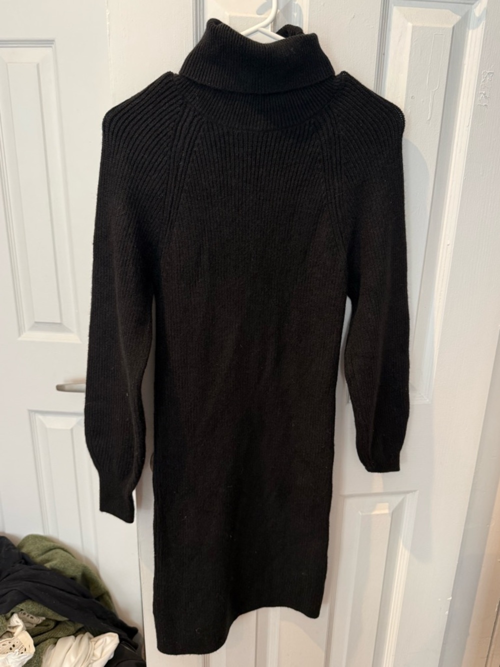 Mango Black Ribbed Turtleneck Mini Dress